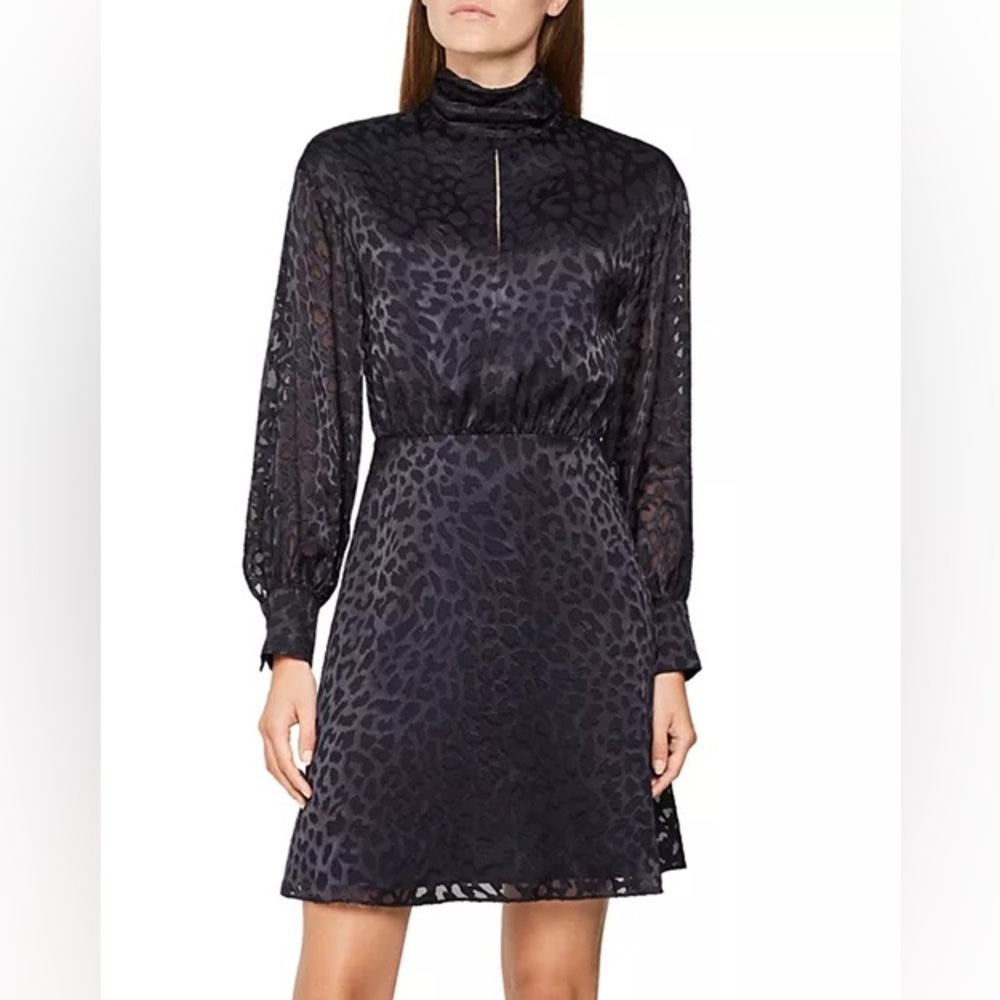 REISS Matilda Leopard Velvet Burnout Dress